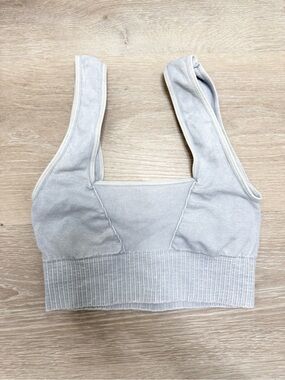 FP Movement by Free People Pale Gray Ribbed Sports Bra